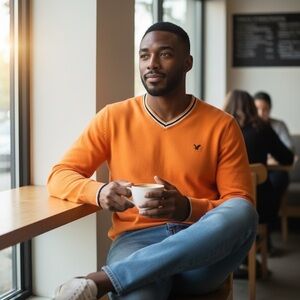 American Eagle Orange Sweater Men’s Medium Beautiful! ⭐️